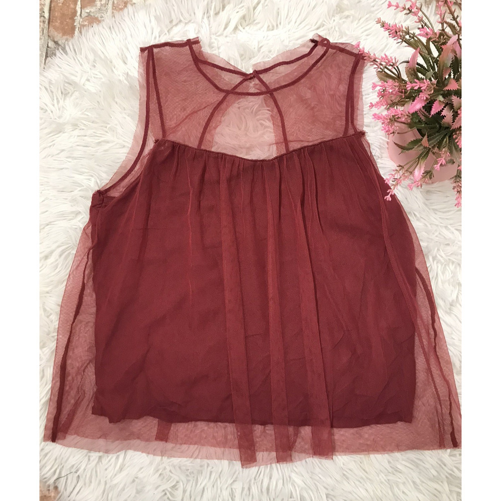 HOLLISTER WOMEN'S MESH TANK TOP KEYHOLE BACK RED XS CHRISTMAS PARTY BOHO JUNIOR